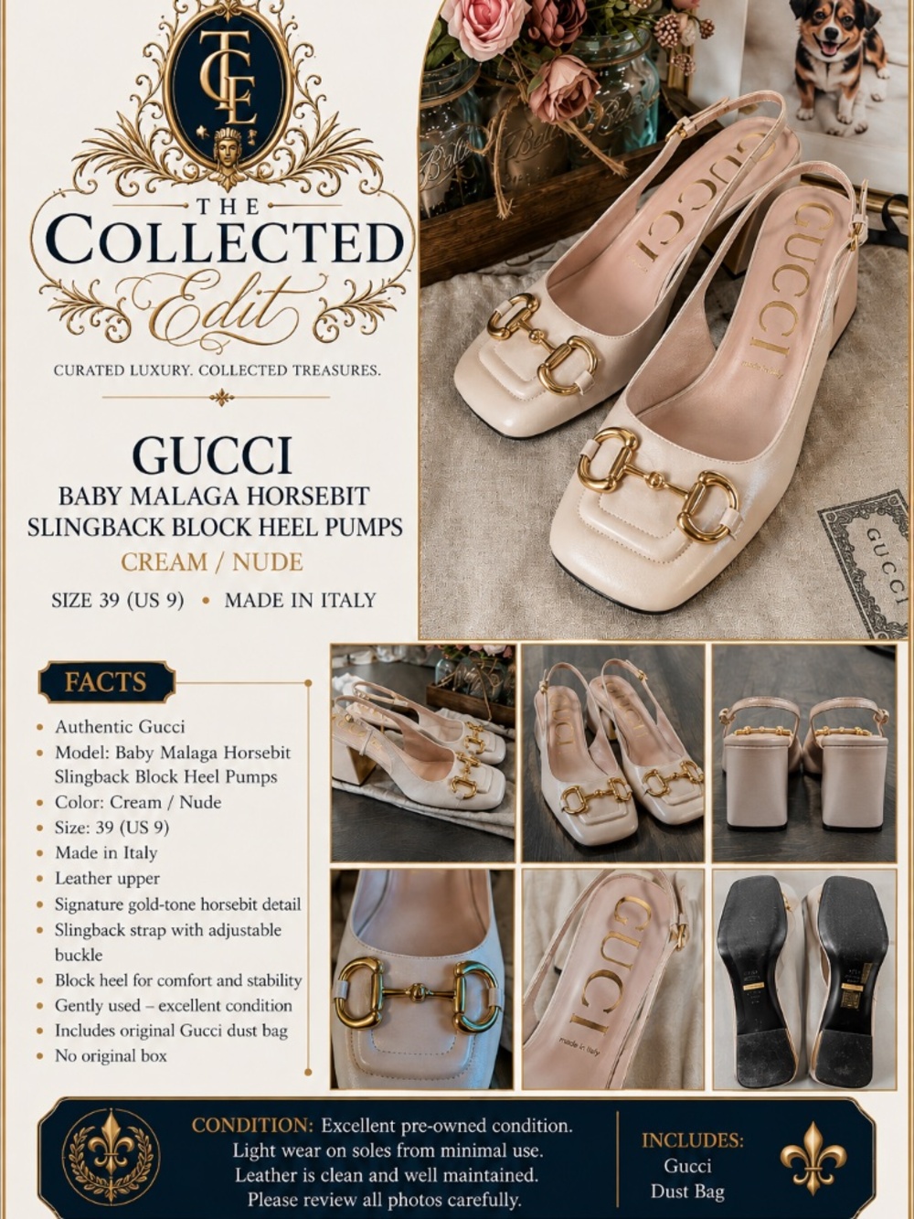 Gucci Light Pink Leather Slingback Heels
